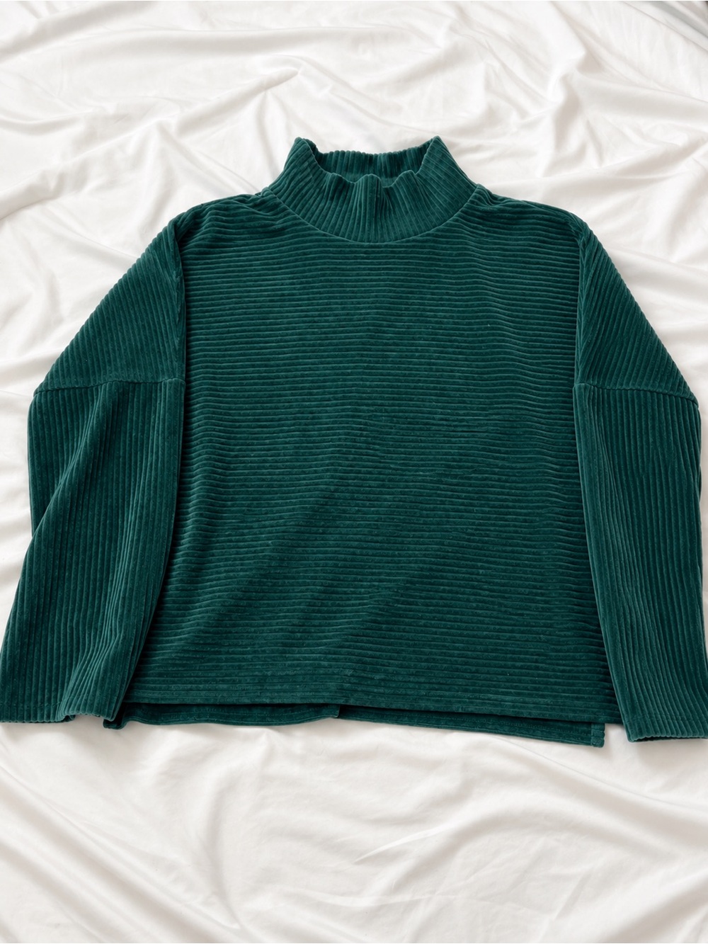 Madewell Forest Green Ribbed Mock Neck Sweater